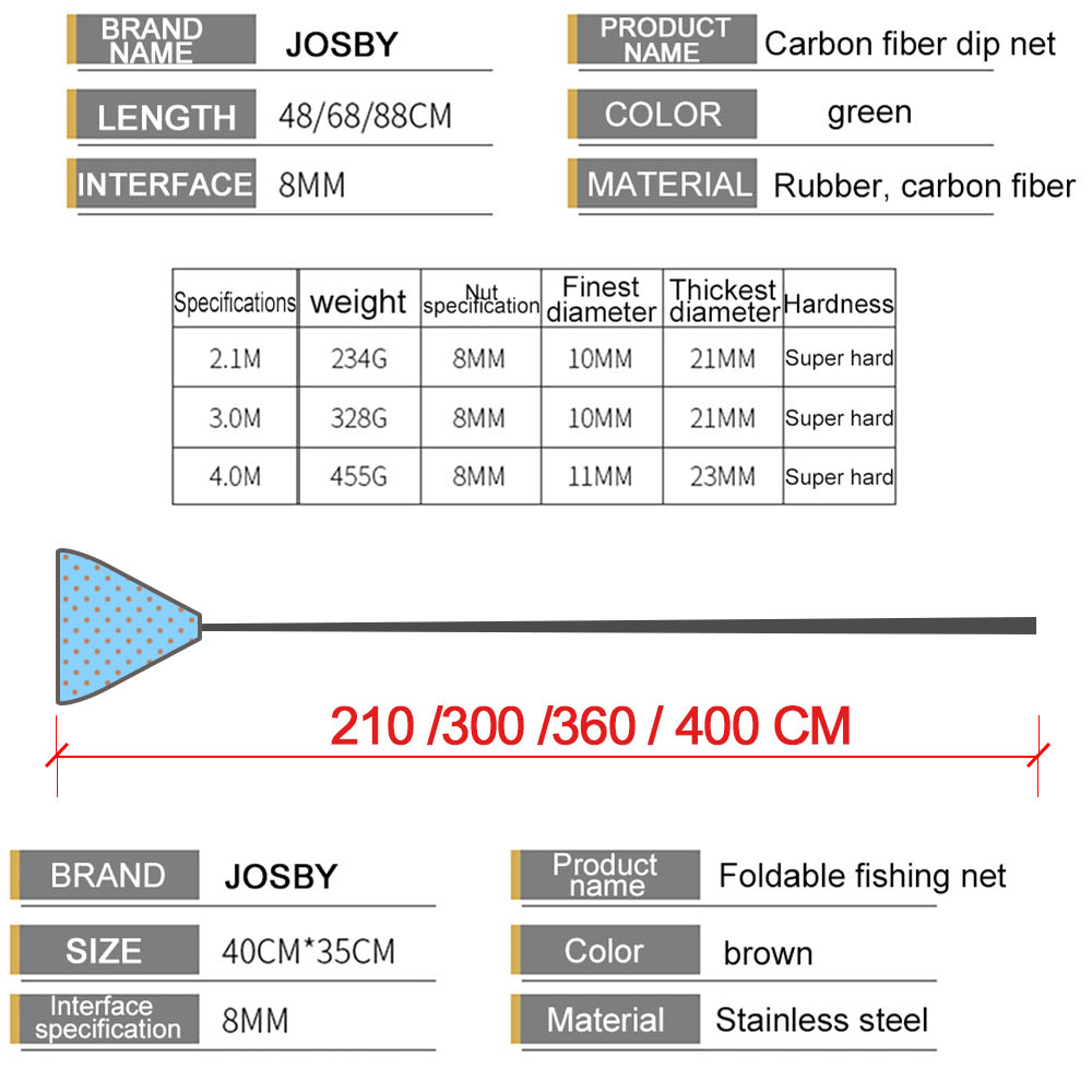JOSBY jaring pendaratan memanc - Landing Net Telescopic ulasan dan harga
